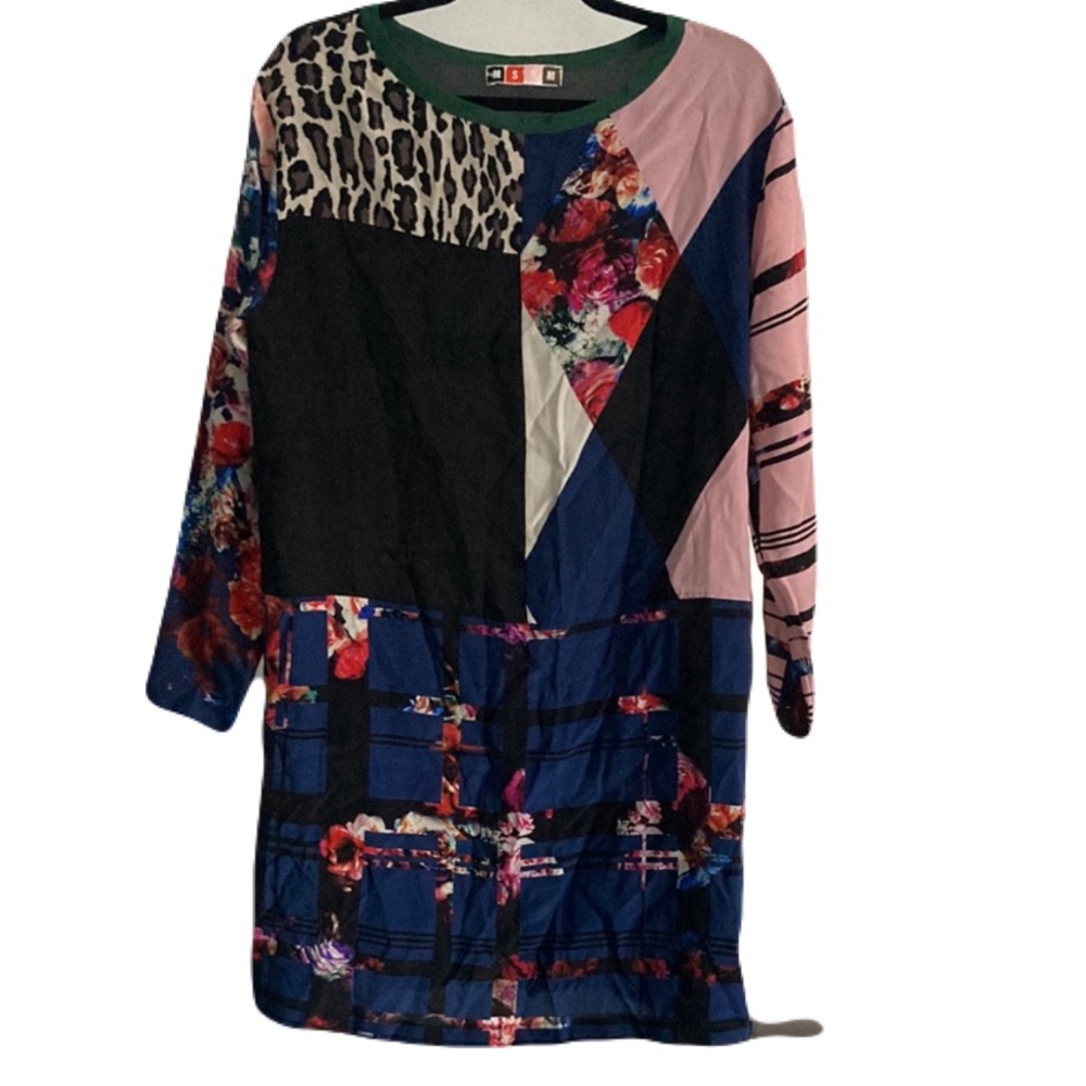 MSGM patchwork silk shift dress